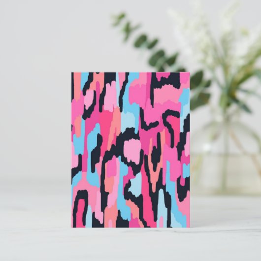 Rosa Pop Abstrakt Postkarte (Stehend Vorderseite)