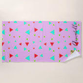 Rosa Pop Art Individuelle Name Strandtuch (Vorderseite)