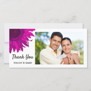 Rosa Pop Art Sonnenblume Danke Foto Card