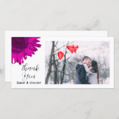 Rosa Pop Art Sonnenblume Danke Foto Card (Vorne/Hinten)