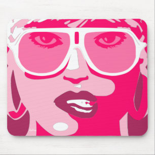 Rosa Pop Kunst, Hübsche Frau Sonnenbrille Rosa Lip Mousepad