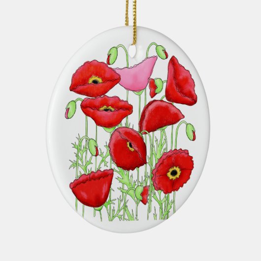 Rosa Poppies Art Custom Gardener Floral Keramikornament (Rechts)