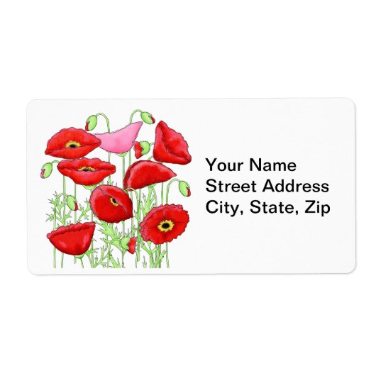 Rosa Poppies Art Individuelle Name Personalisiert (Vorne)