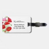 Rosa Poppies Art Individuelle Name Personalisiert Gepäckanhänger (Rückseite horizontal)