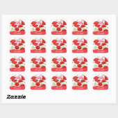 Rosa Poppies Art Individuelle Name Personalisiert Quadratischer Aufkleber (Blatt)