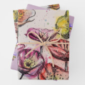 Rosa Poppy Blume Blumenmotive Geschenkpapier Set (Beispiel)
