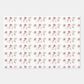 Rosa Poppy Blume und rosa Polka Dots Muster Geschenkpapier Set (Vorderseite 2)