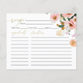 Rosa Poppy Blumenkarte Brautparty Rezept Karte (Vorderseite)