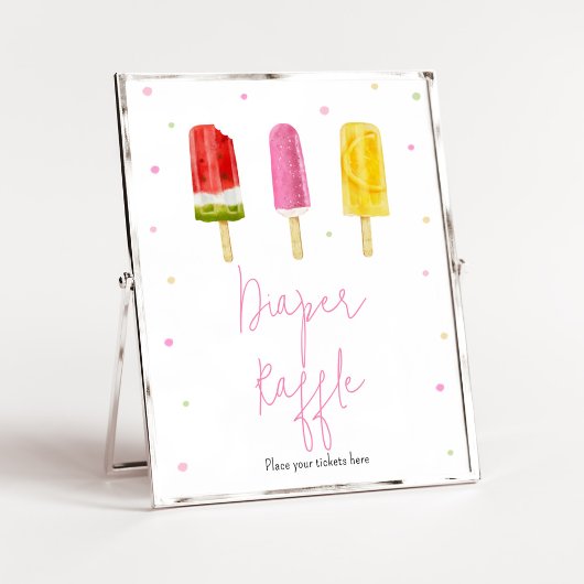 Rosa Popsicle Baby Dusche Windeln Raffel Poster