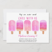 Rosa Popsim Pop über Geburt Einladung (Vorderseite)