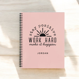 Rosa positives Motivationsmantra mit beliebigem Na Notizblock