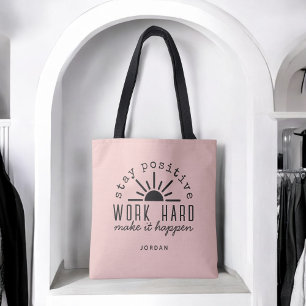 Rosa positives Motivationszitat mit beliebigem Nam Tasche