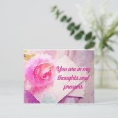 Rosa Postkarte "Sie sind in meinen Gebeten" (Stehend Vorderseite)