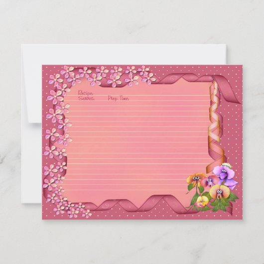 Rosa Posy-Rezept-Karten Einladung (Vorderseite)