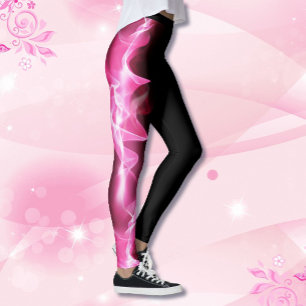 Rosa Power Blitzschlag Ribbon Brustkrebs Leggings