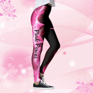 Rosa Power Blitzschlag Ribbon Brustkrebs Leggings