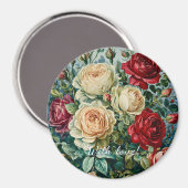 Rosa Pracht. Blumenstrauß aus Rose. Magnet (Vorderseite/Rückseite)