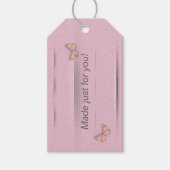 rosa Prägung mit Schmetterling Geschenkanhänger (Vorderseite)