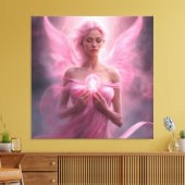 Rosa - Premium Wrapped Canvas (Glanz) Leinwanddruck (Insitu (Wohnzimmer))