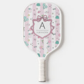 Rosa Preppy Monogram Print Pickleball Schläger (Vorderseite)