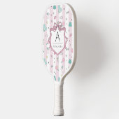 Rosa Preppy Monogram Print Pickleball Schläger (Links)