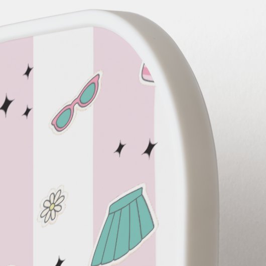 Rosa Preppy Monogram Print Pickleball Schläger (Linke Seite)