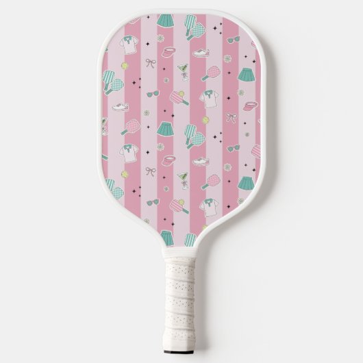 Rosa Preppy Monogram Print Pickleball Schläger (Rückseite)