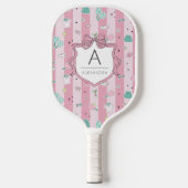 Rosa Preppy Monogram Print Pickleball Schläger (Vorderseite)