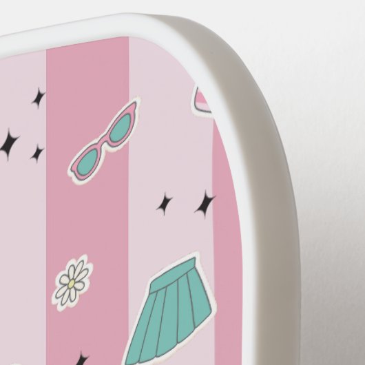 Rosa Preppy Monogram Print Pickleball Schläger (Linke Seite)