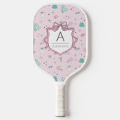 Rosa Preppy Monogram Print Pickleball Schläger (Vorderseite)