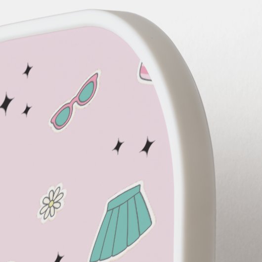 Rosa Preppy Monogram Print Pickleball Schläger (Linke Seite)