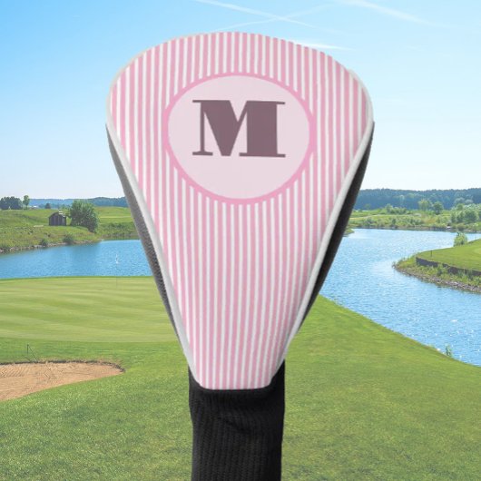 Rosa Preppy Strip personalisierte Monogramm Damen Golf Headcover