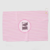 Rosa Preppy Strip personalisierte Monogramm Damen Golfhandtuch (Horizontal)