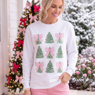 Rosa Preppy-Weihnachtsbäume-Sweatshirt Sweatshirt