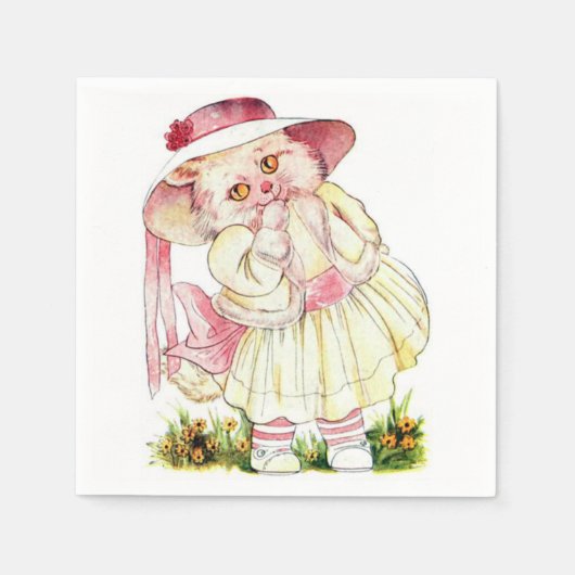 Rosa Priceilla CAt Serviette (Vorderseite)
