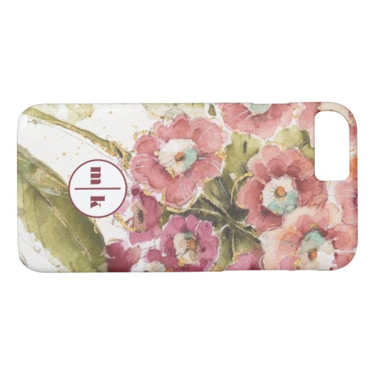 Rosa Primel des Monogramm-| Case-Mate iPhone Hülle (Rückseite (Horizontal))