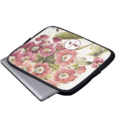 Rosa Primel des Monogramm-| Laptopschutzhülle (Vorne Knopf)