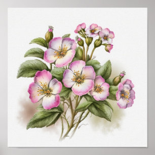 Rosa Primelblumen Kunst Druck Poster