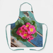 Rosa Primrose Aqua Blauer Farbenfroh Blütenblume R Schürze (Vorderseite)