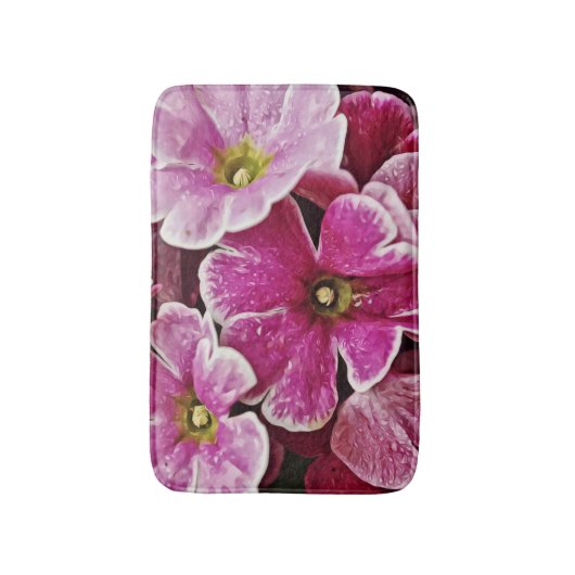 Rosa Primrose Blume Bath Mat Rug Badematte (Vorderseite Vertikal)