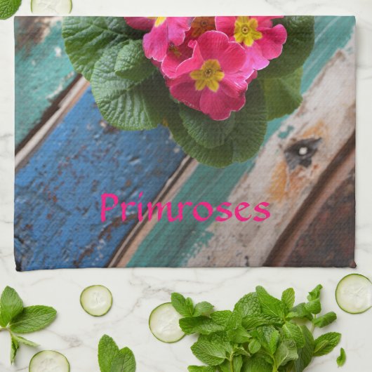 Rosa Primrosen Bright farbig Rustikale Blüte Geschirrtuch (Gefaltet)
