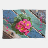 Rosa Primrosen Bright farbig Rustikale Blüte Geschirrtuch (Horizontal)