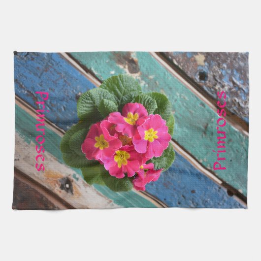 Rosa Primrosen Bright farbig Rustikale Blüte Geschirrtuch (Horizontal)
