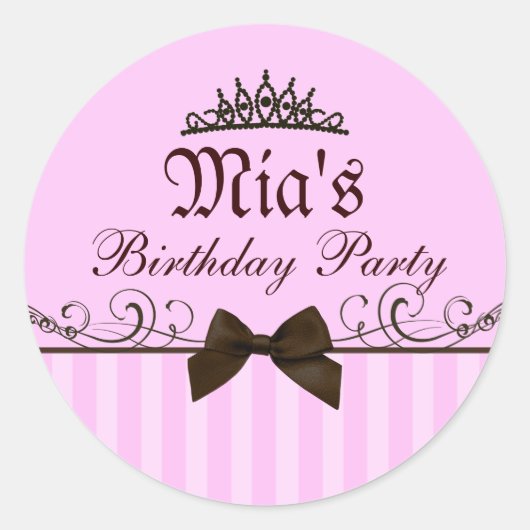 Rosa Princess-Aufkleber Runder Aufkleber (Vorderseite)