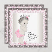 Rosa Princess Baby Dusche Einladungen (Vorne/Hinten)