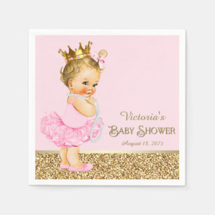 Rosa Princess Ballerina Pink Gold Baby Dusche Serviette