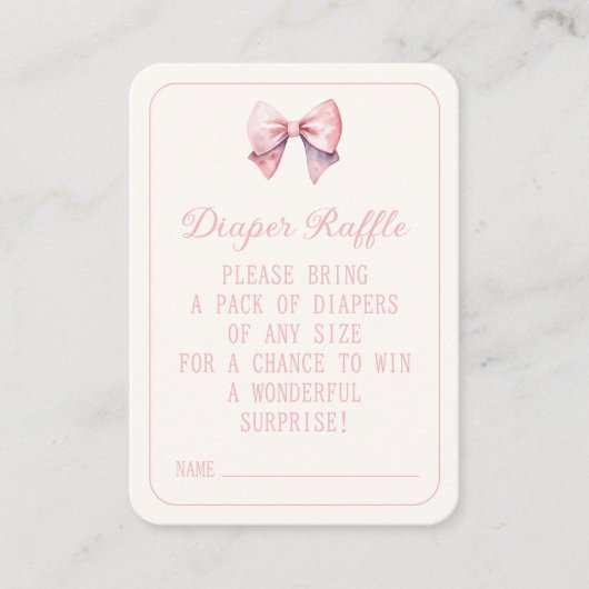 Rosa Princess Bärenbow Diaper Raffel Begleitkarte (Vorderseite)