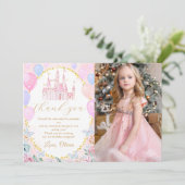 Rosa Princess Burg Foto Dankeskarte (Stehend Vorderseite)