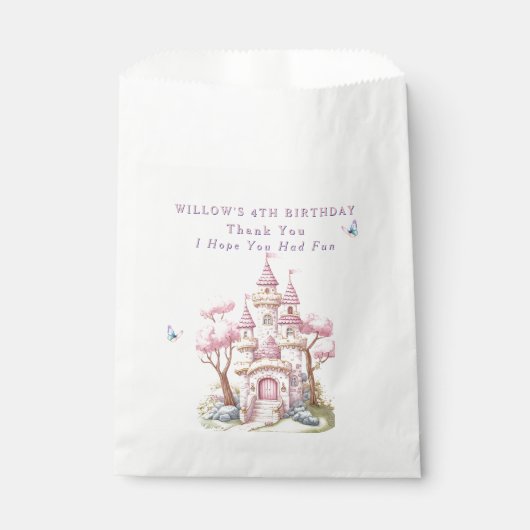 Rosa Princess Burg Rosa Bäume Schmetterlinge Geschenktütchen (Vorderseite)
