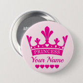 Rosa Princess Crown Button (Vorne & Hinten)